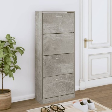 vidaXL Παπουτσοθήκη Γκρι Σκυροδέματος 63x24x147cm Επεξεργασμένο Ξύλο