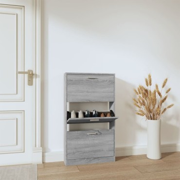 vidaXL Παπουτσοθήκη Γκρι Sonoma 59x17x108cm από Επεξεργασμένο Ξύλο