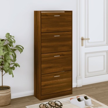 vidaXL Παπουτσοθήκη Καφέ Δρυς 63x24x147cm από Επεξεργασμένο Ξύλο