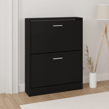 vidaXL Παπουτσοθήκη Μαύρη 59x17x81cm από Επεξεργασμένο Ξύλο