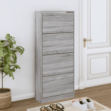vidaXL Παπουτσοθήκη Γκρι Sonoma 63x24x147cm από Επεξεργασμένο Ξύλο