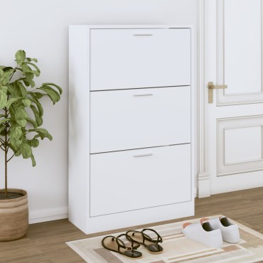 vidaXL Παπουτσοθήκη Λευκή 63x24x103cm από Επεξεργασμένο Ξύλο