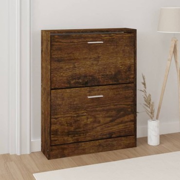 vidaXL Παπουτσοθήκη Καπνιστή Δρυς 59x17x81cm από Επεξεργασμένο Ξύλο