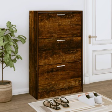 vidaXL Παπουτσοθήκη Καπνιστή Δρυς 63x24x103cm από Επεξεργασμένο Ξύλο