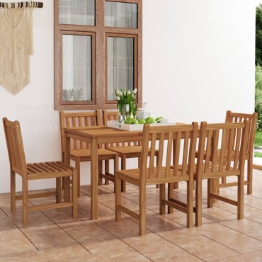 vidaXL Σετ Τραπεζαρίας Κήπου 7 τεμ. από Μασίφ Ξύλο Teak 140x80x77cm