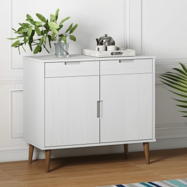 vidaXL Ντουλάπι MOLDE Λευκό 90x40x80cm από Μασίφ Ξύλο Πεύκου 1 τεμ.