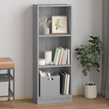 vidaXL Βιβλιοθήκη με 3 Ράφια Γκρι Sonoma 40x24x109cm Επεξεργ. Ξύλο 1 τεμ.