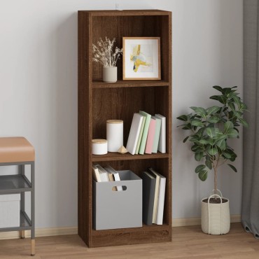 vidaXL Βιβλιοθήκη με 3 Ράφια Καφέ Δρυς 40x24x109cm Επεξεργ. Ξύλο 1 τεμ.