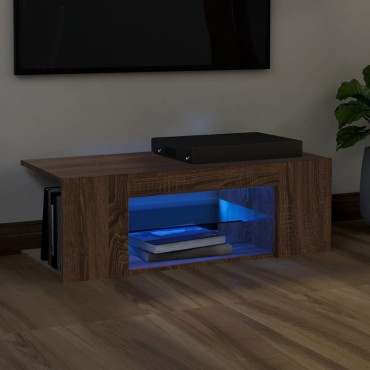 vidaXL Έπιπλο Τηλεόρασης με LED Καφέ Δρυς 90x39x30cm