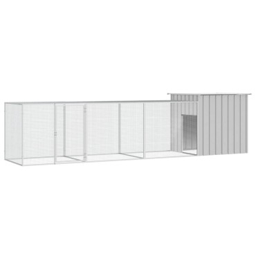 vidaXL Κοτέτσι - Κλουβί Γκρι 400x91x100 εκ. από Γαλβανισμένο Χάλυβα