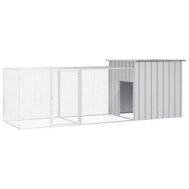 vidaXL Κοτέτσι - Κλουβί Γκρι 300x91x100 εκ. από Γαλβανισμένο Χάλυβα