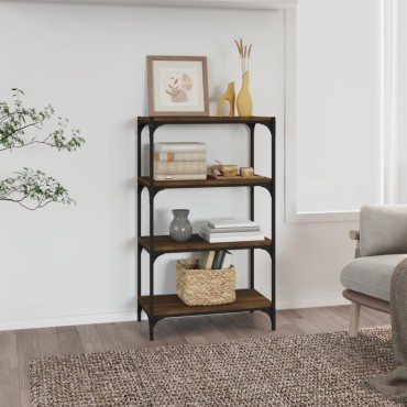 vidaXL Βιβλιοθήκη Καφέ Δρυς 60x33x100cm Επεξεργασμένο Ξύλο & Ατσάλι 1 τεμ.