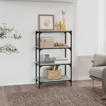 vidaXL Βιβλιοθήκη Γκρι Sonoma 60x33x100cm Επεξ. Ξύλο & Ατσάλι 1 τεμ.