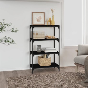 vidaXL Βιβλιοθήκη Μαύρη 60x33x100cm Επεξεργασμένο Ξύλο & Ατσάλι 1 τεμ.