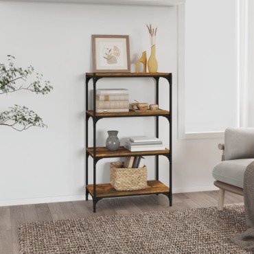 vidaXL Βιβλιοθήκη Καπνιστή Δρυς 60x33x100cm Επεξ. Ξύλο & Ατσάλι 1 τεμ.