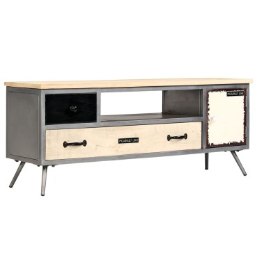 vidaXL Έπιπλο Τηλεόρασης 120x30x45cm από Μασίφ Ξύλο Μάνγκο & Ατσάλι