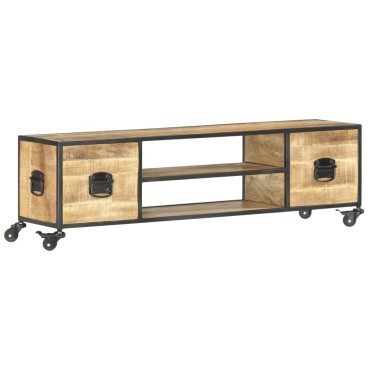 vidaXL Έπιπλο Τηλεόρασης 130x30x39cm από Μασίφ Ξύλο Μάνγκο