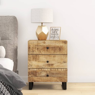 vidaXL Κομοδίνο 50x33x62cm Μασίφ Ξύλο Μάνγκο & Επεξεργασμένο Ξύλο 1 τεμ.
