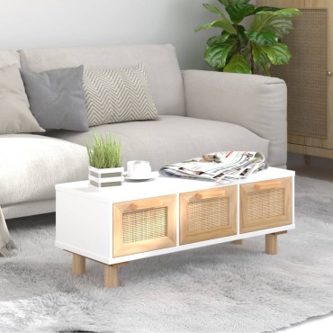vidaXL Τραπεζάκι Σαλονιού Λευκό 80x40x30cm Επεξ. Ξύλο & Μασίφ Πεύκο 1 τεμ.