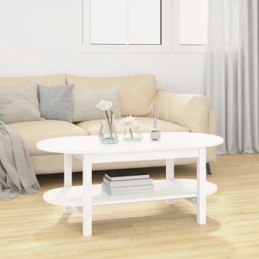 vidaXL Τραπεζάκι Σαλονιού Λευκό 110x55x45cm από Μασίφ Ξύλο Πεύκου 1 τεμ.