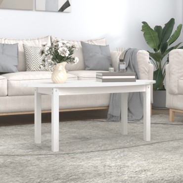 vidaXL Τραπεζάκι Σαλονιού Λευκό 110x55x45cm από Μασίφ Ξύλο Πεύκου 1 τεμ.