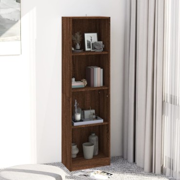 vidaXL Βιβλιοθήκη με 4 Ράφια Καφέ Δρυς 40x24x143cm Επεξεργ. Ξύλο 1 τεμ.