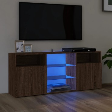 vidaXL Έπιπλο Τηλεόρασης με LED Καφέ Δρυς 120x30x50cm