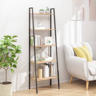 vidaXL Ραφιέρα 5 Επιπέδων Ανοιχτό Καφέ & Μαύρο 56x35x174cm 1 τεμ.