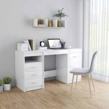 vidaXL Γραφείο Γυαλιστερό Λευκό 140x50x76cm από Επεξ. Ξύλο 1 τεμ.