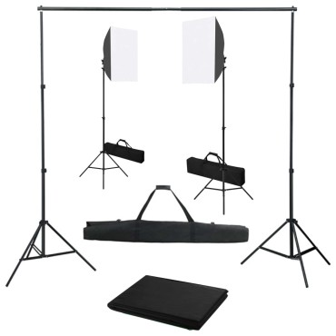vidaXL Κιτ Φωτισμού Φωτογραφικού Στούντιο με Softbox και Φόντο