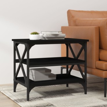 vidaXL Βοηθητικό Τραπέζι Μαύρο 55x38x45cm από Επεξεργασμένο Ξύλο