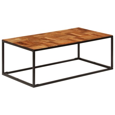 vidaXL Τραπεζάκι Σαλονιού 110x60x40cm Μασίφ Ξύλο Ακακίας & Ατσάλι 1 τεμ.