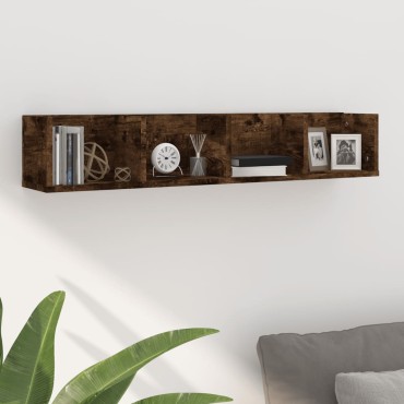 vidaXL Ραφιέρα Τοίχου για CD Καπνιστή Δρυς 100x18x18cm Επεξ. Ξύλο 1 τεμ.