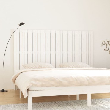 vidaXL Κεφαλάρι Τοίχου Λευκό 204x3x110cm από Μασίφ Ξύλο Πεύκου 1 τεμ.
