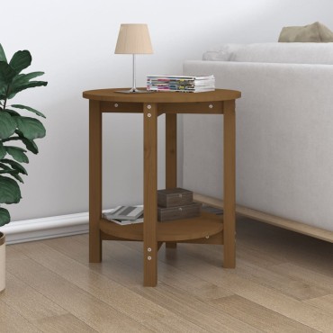 vidaXL Τραπεζάκι Σαλονιού Καφέ Μελί 55x60cm Μασίφ Ξύλο Πεύκου 1 τεμ.