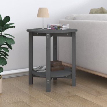 vidaXL Τραπεζάκι Σαλονιού Γκρι 55x60cm από Μασίφ Ξύλο Πεύκου 1 τεμ.