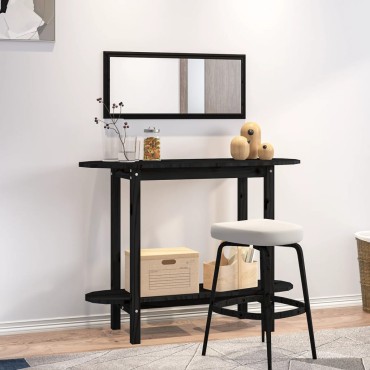 vidaXL Τραπέζι Κονσόλα Μαύρο 110x40x80cm από Μασίφ Ξύλο Πεύκου 1 τεμ.