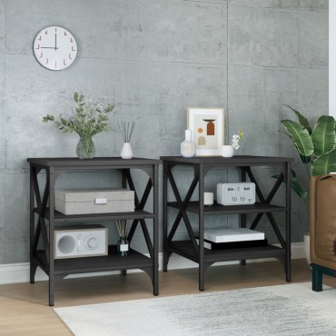 vidaXL Βοηθητικά Τραπέζια 2 τεμ. Μαύρα 40x42x50cm Επεξεργασμένο Ξύλο