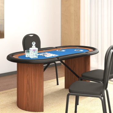 vidaXL Τραπέζι Πόκερ για 10 Παίκτες Μπλε 160x80x75cm 1 τεμ.