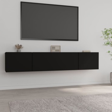 vidaXL Έπιπλα Τηλεόρασης 2 τεμ. Μαύρα 80x30x30cm Επεξεργασμένο Ξύλο