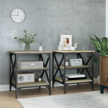 vidaXL Βοηθητικά Τραπέζια 2 τεμ. Sonoma Δρυς 40x42x50cm Επεξ. Ξύλο