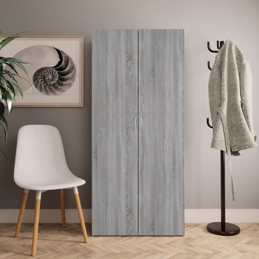 vidaXL Παπουτσοθήκη Γκρι Sonoma 80x35,5x180cm από Επεξεργασμένο Ξύλο