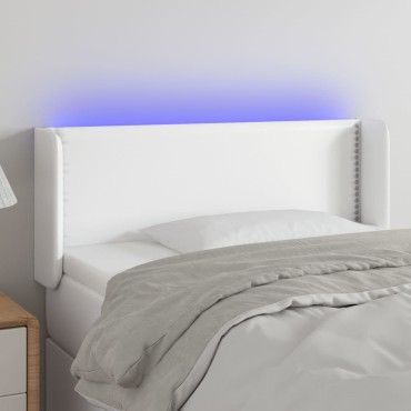 vidaXL Κεφαλάρι Κρεβατιού LED Λευκό 83x16x78/88cm από Συνθετικό Δέρμα 1 τεμ.