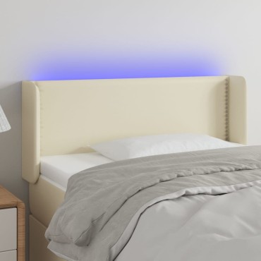 vidaXL Κεφαλάρι Κρεβατιού LED Κρεμ 103x16x78/88cm από Συνθετικό Δέρμα 1 τεμ.