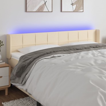 vidaXL Κεφαλάρι Κρεβατιού LED Κρεμ 183x16x78/88cm Υφασμάτινο 1 τεμ.