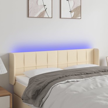 vidaXL Κεφαλάρι Κρεβατιού LED Κρεμ 147x16x78/88cm Υφασμάτινο 1 τεμ.