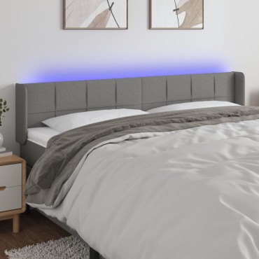 vidaXL Κεφαλάρι Κρεβατιού LED Σκούρο Γκρι 163x16x78/88cm Υφασμάτινο 1 τεμ.