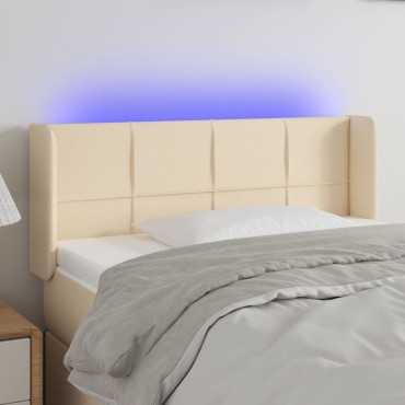 vidaXL Κεφαλάρι Κρεβατιού LED Κρεμ 103x16x78/88cm Υφασμάτινο 1 τεμ.