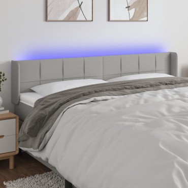 vidaXL Κεφαλάρι Κρεβατιού LED Ανοιχτό Γκρι 183x16x78/88cm Υφασμάτινο 1 τεμ.