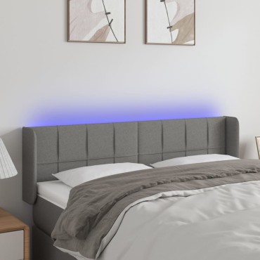 vidaXL Κεφαλάρι Κρεβατιού LED Σκούρο Γκρι 147x16x78/88cm Υφασμάτινο 1 τεμ.